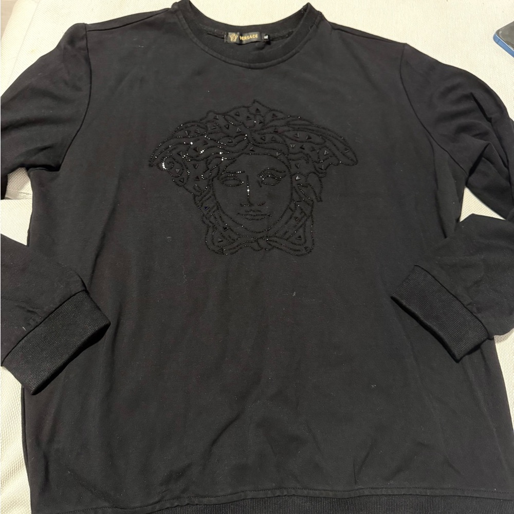 Versace Black Top with Medusa Embellishment